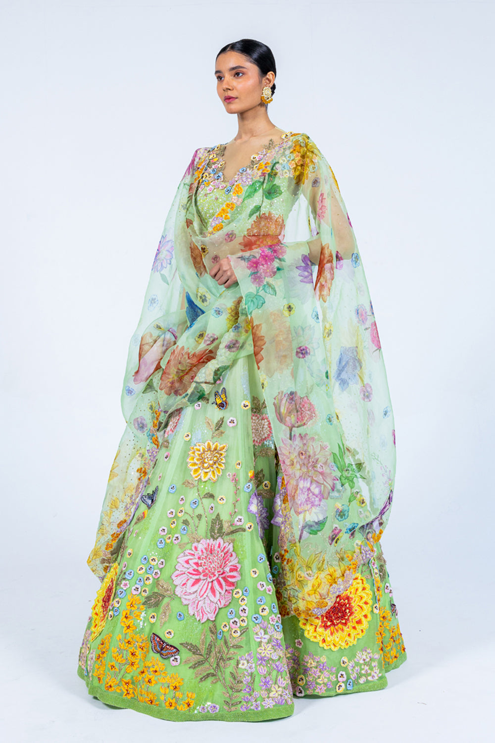 Gardenia Dahlia Ombre Lehenga Set