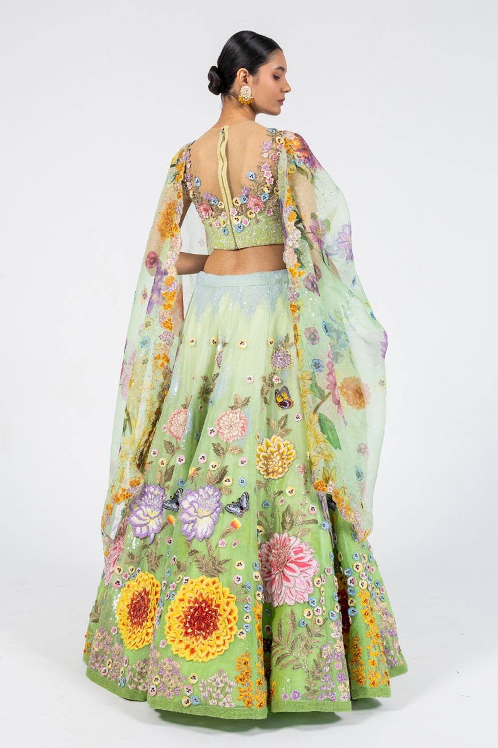 Gardenia Dahlia Ombre Lehenga Set
