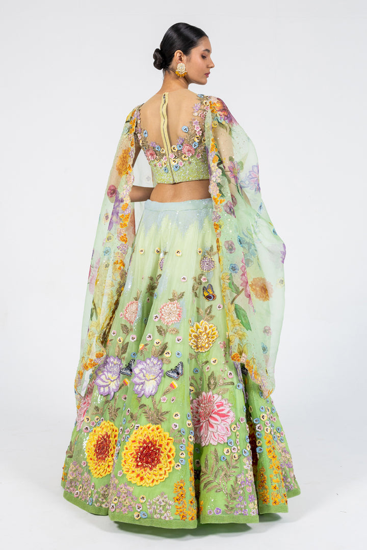Gardenia Dahlia Ombre Lehenga Set