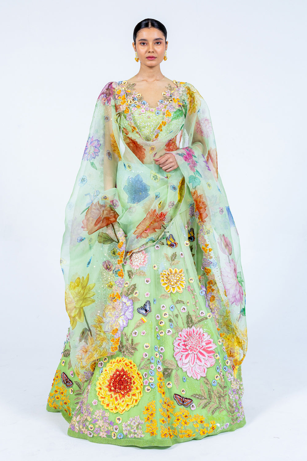 Gardenia Dahlia Ombre Lehenga Set