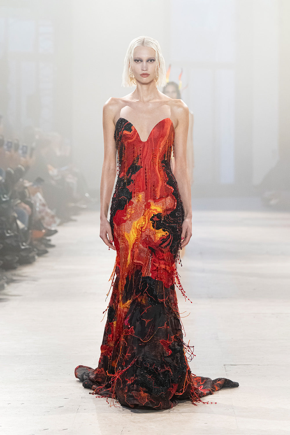red silk organza dress Cassiopeia Dress In Red Silk Organza