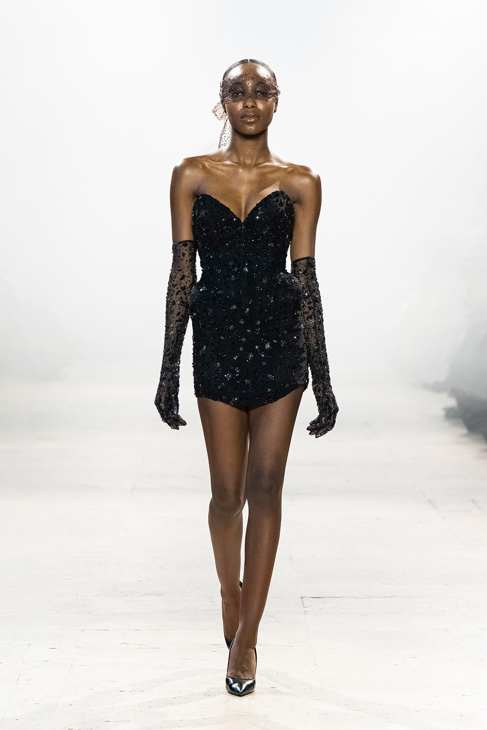 stardust black dress Stardust - Black Lace Cutout Mock Neck Midi Dress