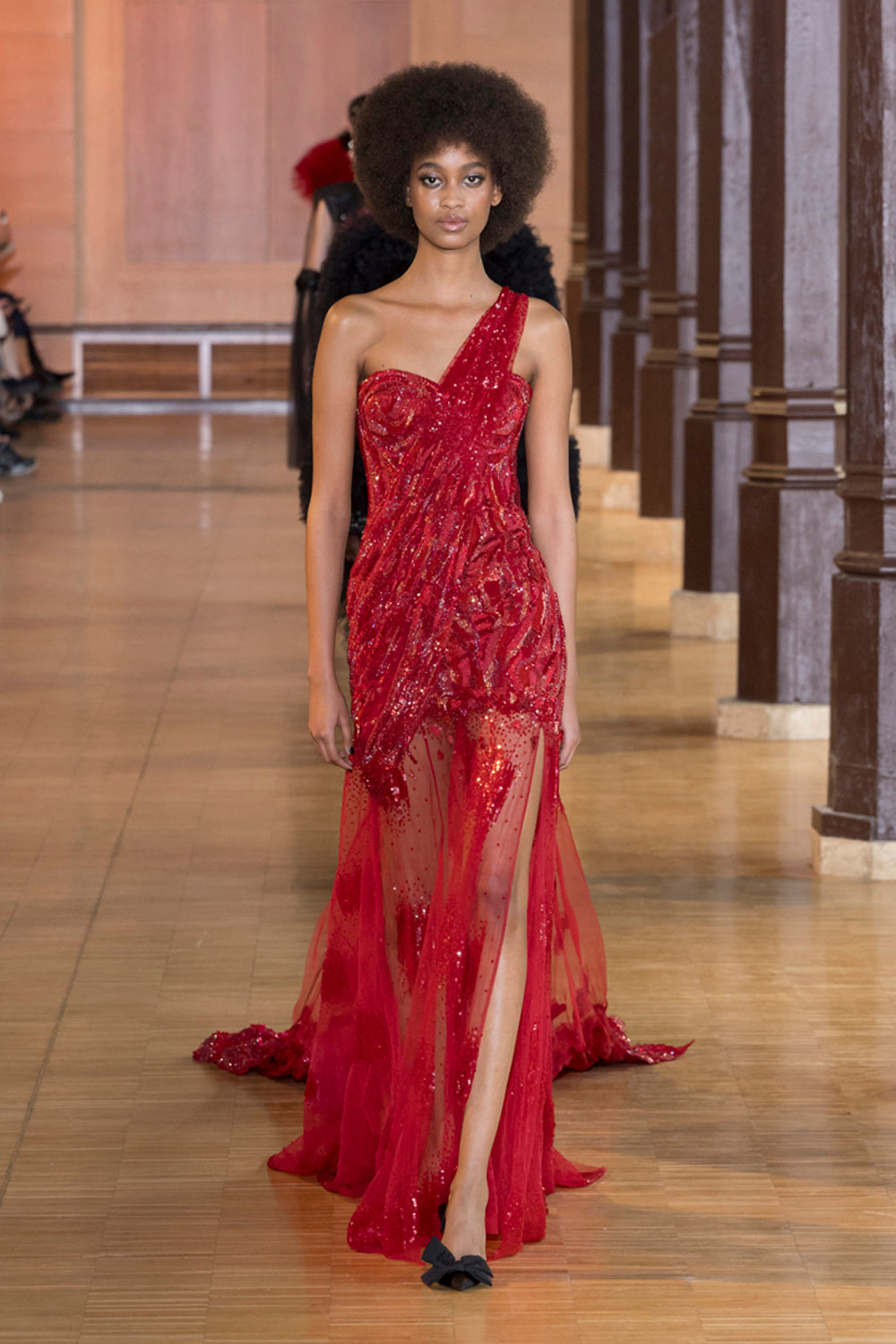 Resonance Hand-Embroidered Gown in Cherry Red