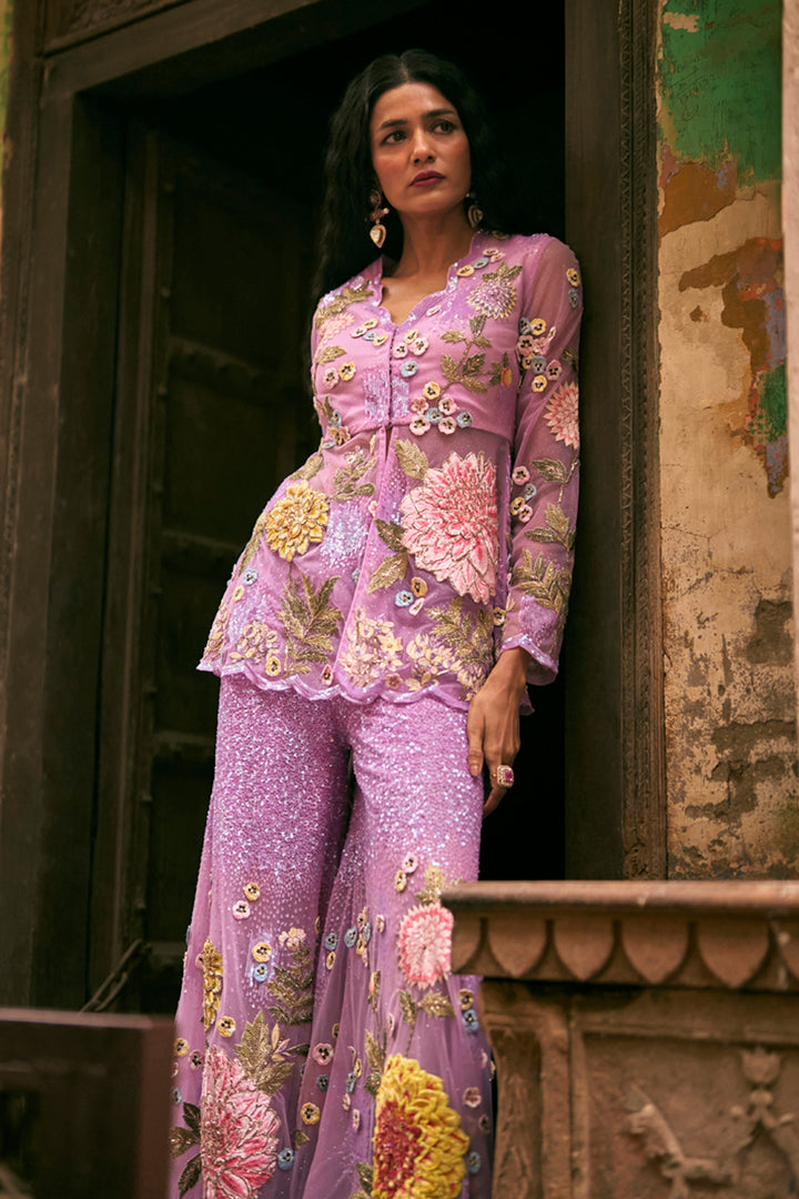 Embroidered Kedia Top &amp; Pants Set