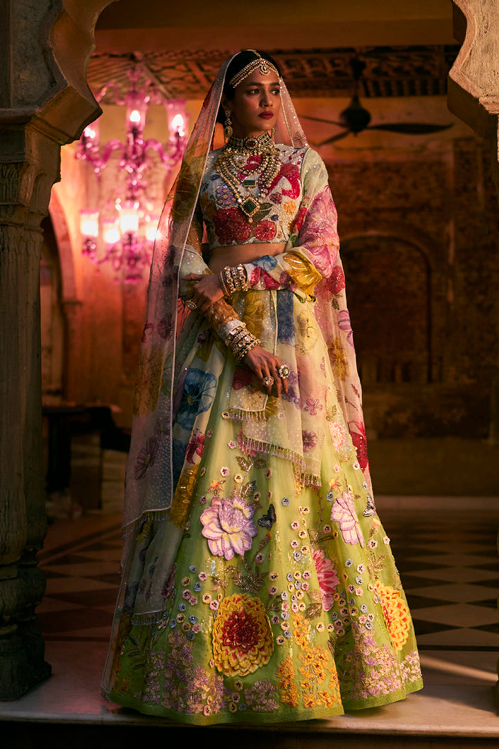 Gardenia Dahlia Ombre Lehenga Set
