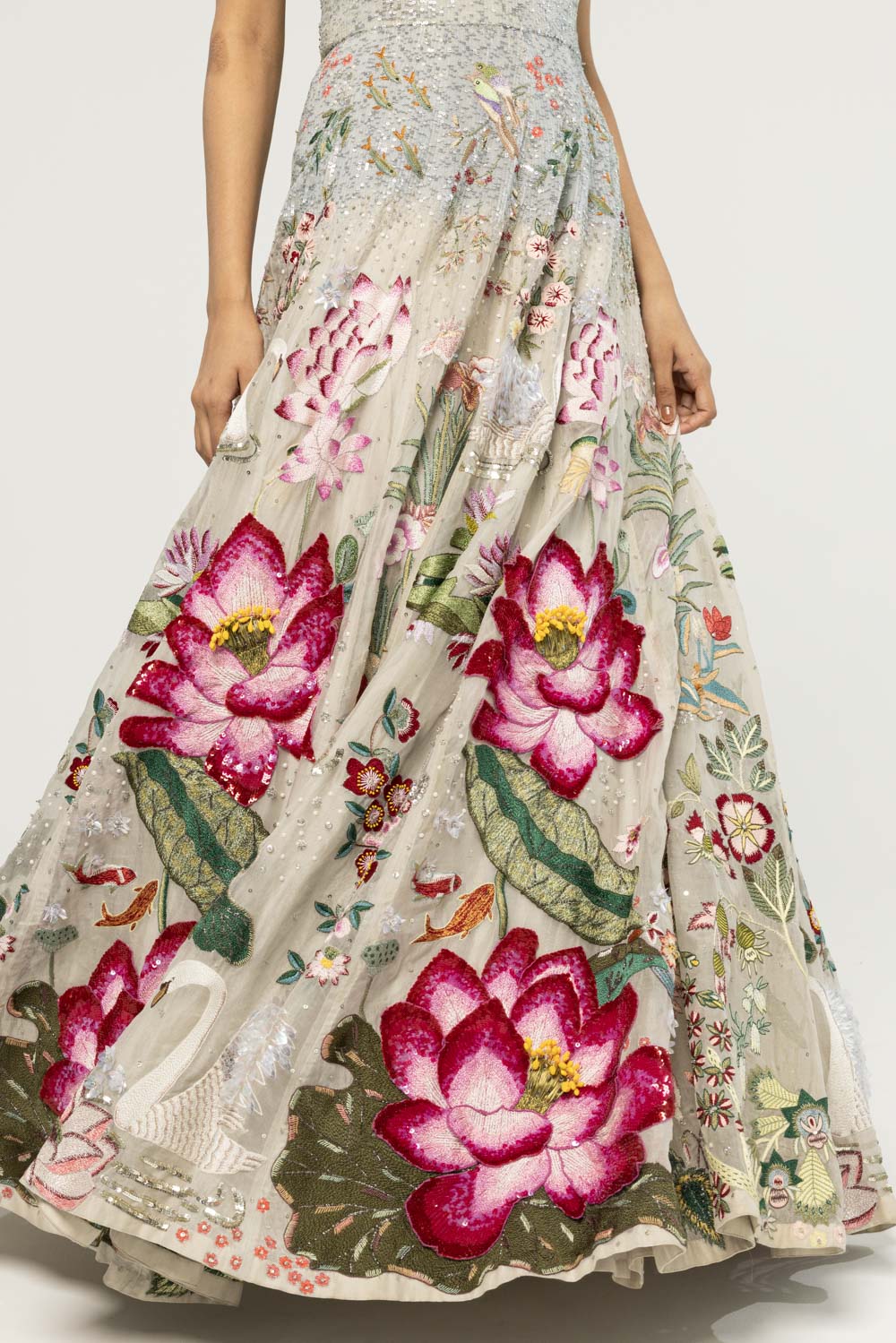 Padma Hand-Embroidered Gown in Pale Pink