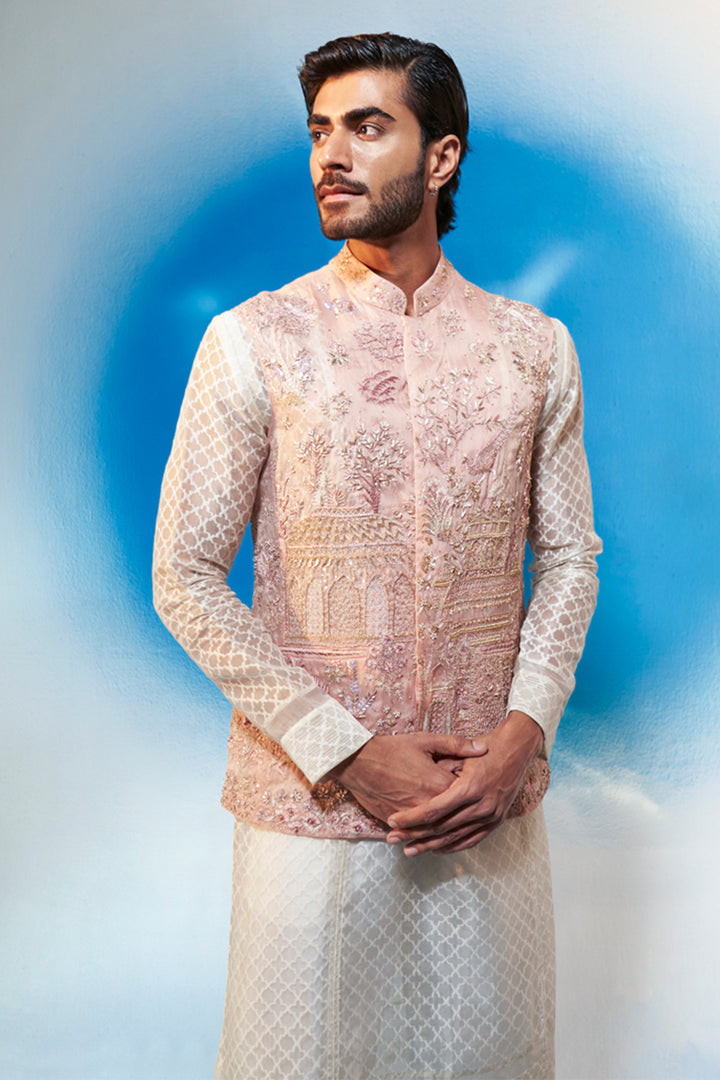 Navbhumi Hand-Sequinned Bandi in Rose Pink