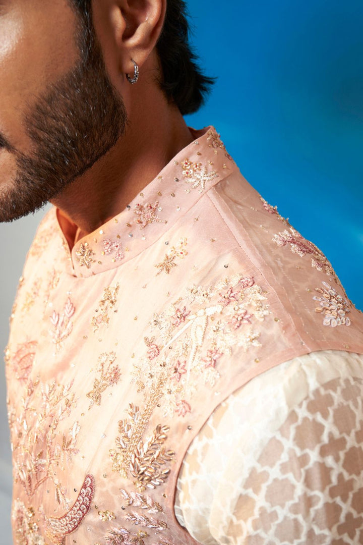 Navbhumi Hand-Sequinned Bandi in Rose Pink